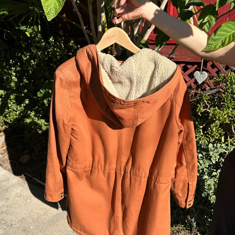 Patagonia Women's Prairie Dawn Sherpa Parka, Rust orange Parka Jacket, M - Picture 2 of 7